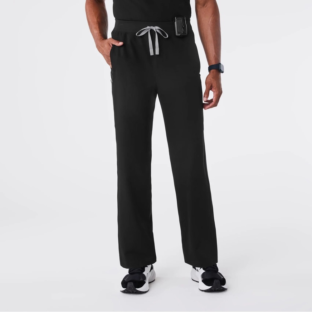 Mens Black Elastic Waist Figs Straight Leg Scrubs with Drawstring MEDIUM